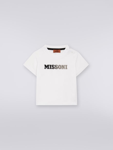 Cotton T-shirt with dégradé logo, White  - KS23WL05BV00E3S019E