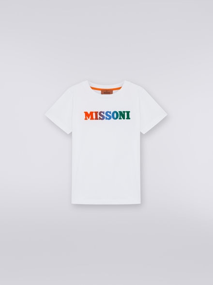 Short-sleeved cotton T-shirt with logo , White  - KS23WL0GBV00E3S019E