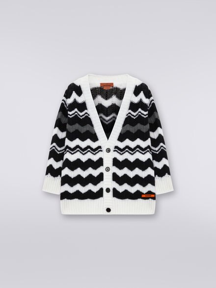 Wool cardigan with zigzag , Black & White - KS23WM06BV00E3SM92O