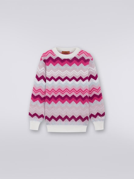 Zigzag wool crew-neck pullover, Multicoloured  - KS23WN01BV00E0SM923