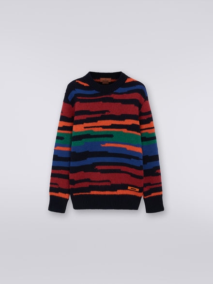 Wool crew-neck sweater, Multicoloured  - KS23WN05BV00E3SM923