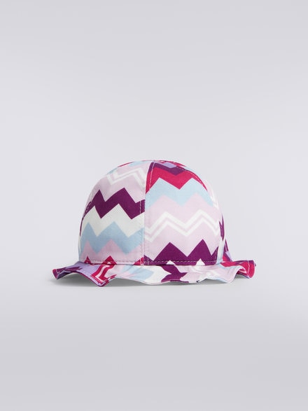 Cotton blend hat with zigzag pattern , Multicoloured  - KS23WS02BV00E0SM96I