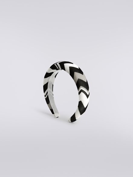 Rigid hair band in zigzag fabric, Black & White - KS23WS05BV00E0SM92O