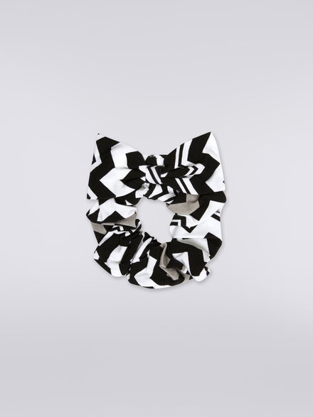 Scrunchie with zigzag pattern , Black & White - KS23WS06BV00E0SM92O