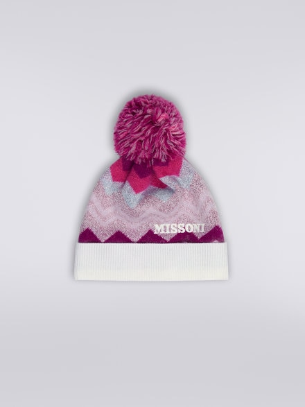 Kopfbedeckung aus Wolle mit Zickzackmuster und Lurex, Mehrfarbig  - KS23WS0ABV00E0SM923