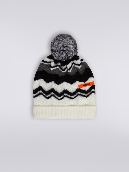 Chapeau en laine zig zag, Noir & Blanc - KS23WS0EBV00E3SM92O