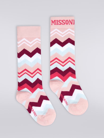 Zigzag cotton blend socks, Multicoloured  - KS23WS0IBV00E0SM96I