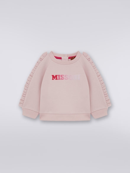 Cotton pullover with gathers and dégradé logo, Pink   - KS23WW01BV00E0S30CL