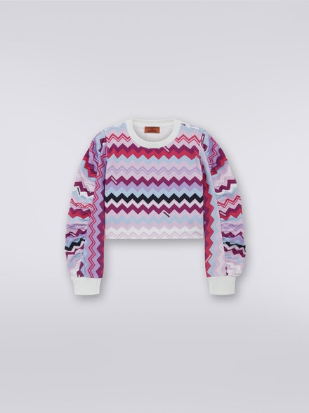 Long-sleeved cotton sweatshirt with zigzag, Multicoloured  - KS23WW05BV00E0SM96I