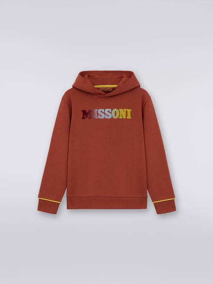 Cotton hoodie with dégradé logo, Rust - KS23WW0BBV00E3S207M