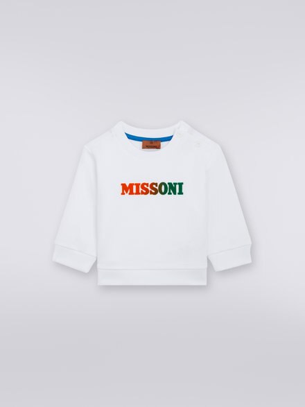 Crew-neck cotton sweatshirt with logo , White  - KS23WW0JBV00E3S019E