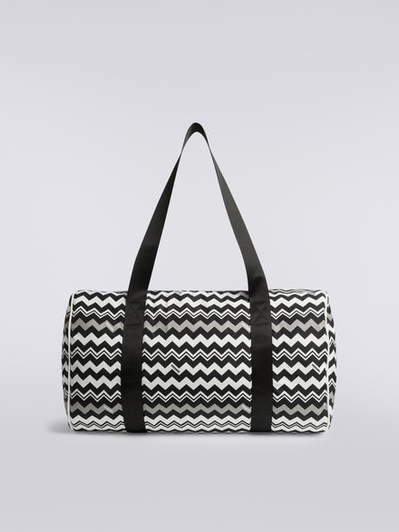 Travel bag in technical fabric with zigzag pattern, Black & White - KS23WX02BV00E3SM92O