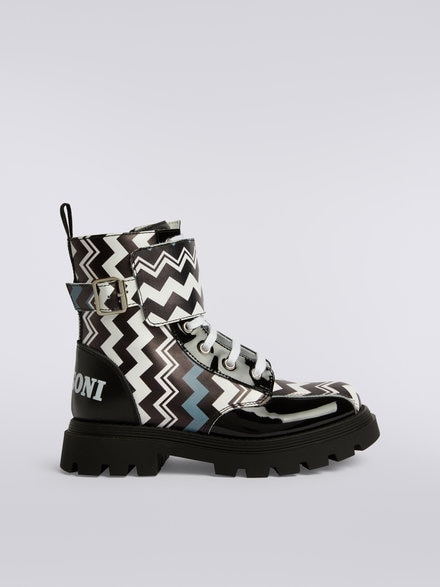 Zigzag print boots with paint inserts, Black & White - KS23WY00BV00E0SM92O