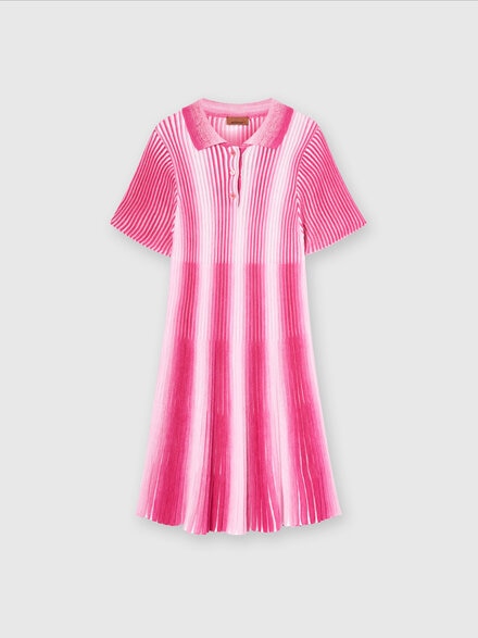 Midi dress in striped viscose knit, Pink   - KS24SG01BV00FVS30DI