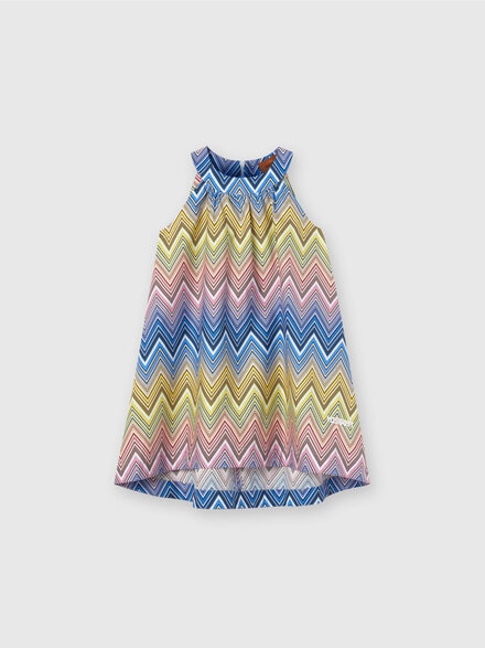 Kleid aus Chevron-Baumwolle, Mehrfarbig  - KS24SG04BV00FVSM923