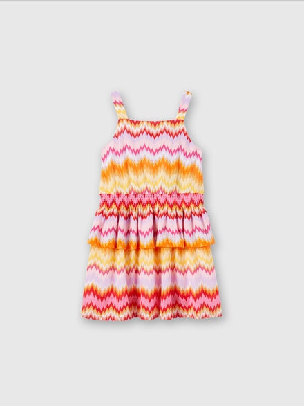 Cotton blend dress with zigzag pattern, Multicoloured  - KS24SG06BV00FVSM9FW