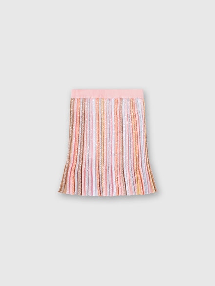 Pleated viscose knit skirt with elasticated waistband, Multicoloured  - KS24SH02BV00FXSM923
