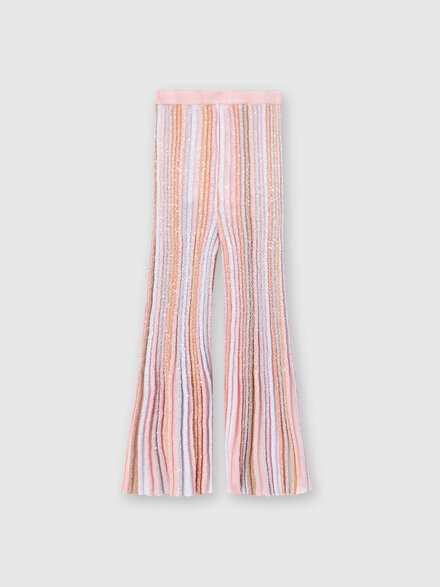 Trousers in pleated viscose knit with sequins, Multicoloured  - KS24SI03BV00FXSM923