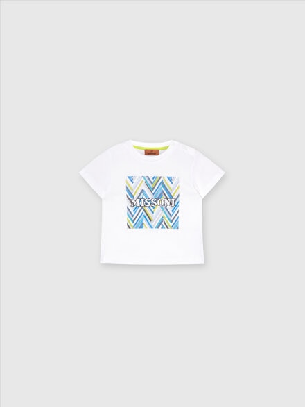 T-shirt in jersey di cotone con logo, Multicolore  - KS24SL00BV00FWS019C