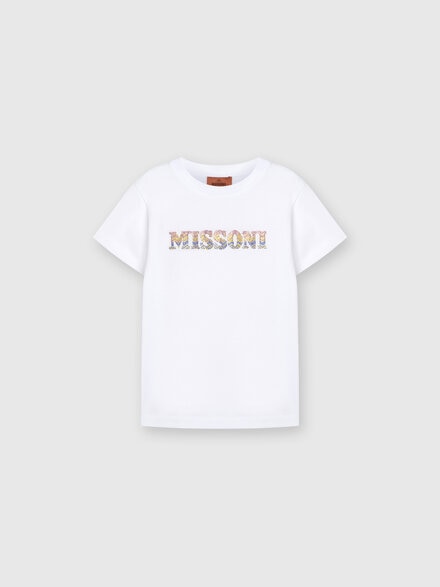Cotton jersey T-shirt with chevron logo lettering , Multicoloured  - KS24SL04BV00FVS019C