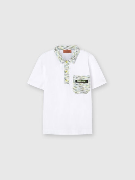 Short-sleeved cotton polo shirt with slub inserts, Multicoloured  - KS24SL07BV00FWS613D