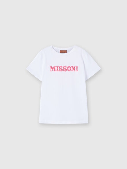 Short-sleeved cotton T-shirt with logo lettering, Multicoloured  - KS24SL0BBV00FXS30CM