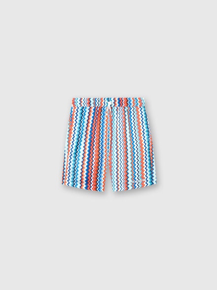 Swimming trunks with zigzag print and logo, Multicoloured  - KS24SP05BV00FWSM927