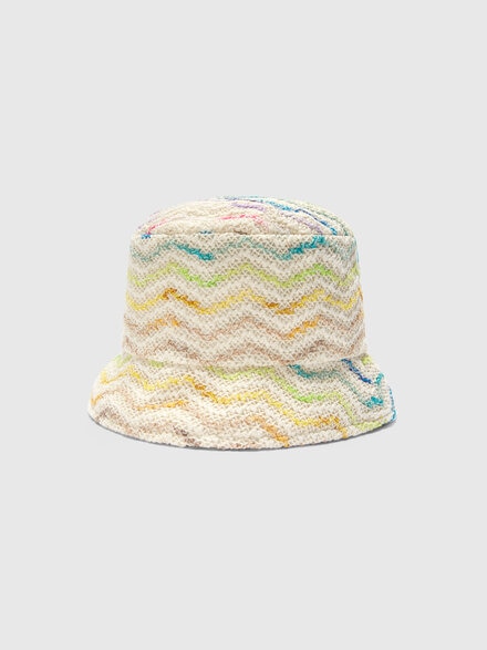 Cotton blend chevron knit bucket hat, Multicoloured  - KS24SS00BV00FVS01CW