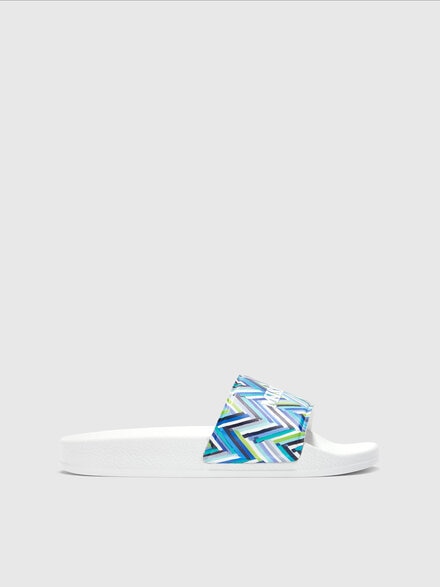 Slippers with chevron pattern and logo lettering, Multicoloured  - KS24SY02BV00FWS72GI