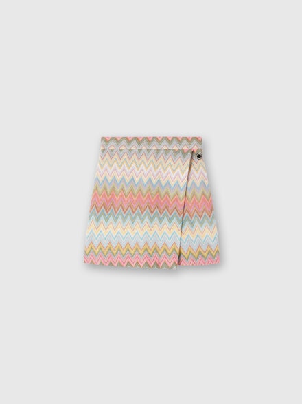 Wrap skirt in zig zag lamé knit, Multicoloured  - KS24WH01BV00GVSM923