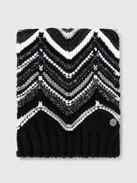 Lamé wool blend scarf, Black & White - KS24WS05BV00GVSM92O