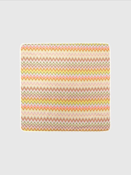 Zig zag stretch cotton blanket with contrasting piping, Beige & Multicoloured  - KS24WZ00BV00GWS01H2