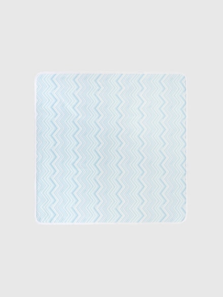 Zig zag stretch cotton blanket with logo lettering, Light Blue & White - KS24WZ01BV00GWS72KG