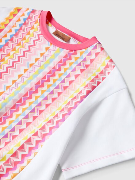 Abito con stampa zig zag e gonna svasata, Multicolore  - KS25SG00BV00HMSM9RW