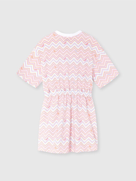 Dress with zig-zag print and elastic waistband, White Multicoloured   - KS25SG01BV00HMS019C