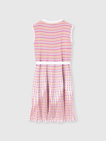 Striped dress with pleated skirt in 100% viscose, Multicoloured  - KS25SG02BV00HMSM923