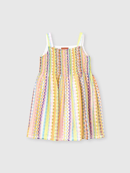 Ausgestelltes Kleid aus Baumwollmischung mit Zickzack-Druck, Mehrfarbig  - KS25SG07BV00HMSM923