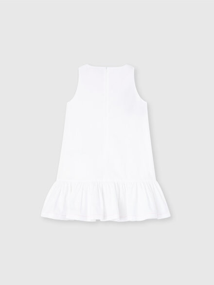 Short dress in 100% cotton with zigzag print insert, White Multicoloured   - KS25SG0ABV00HMS019C