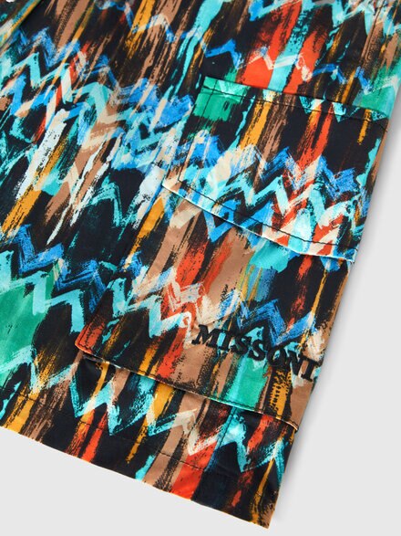 100% cotton shorts with painted zig-zag print and side pockets., Multicoloured  - KS25SI00BV00HNSM9RU