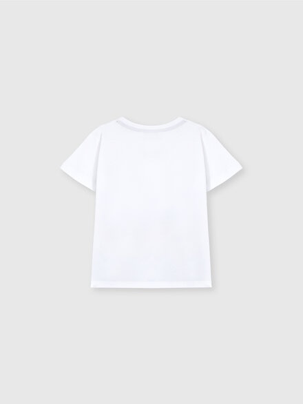 Crew-neck T-shirt with maxi zigzag print, White  - KS25SL00BV00HNS019E