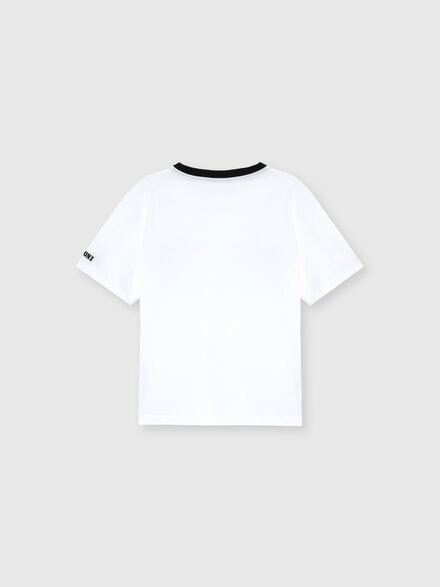 T-shirt girocollo con stampa zig zag sul taschino, Bianco - KS25SL01BV00HNSM92N