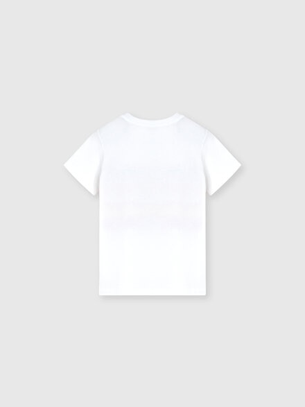T-shirt con stampa zig zag e logo frontale, Bianco Multicolore   - KS25SL02BV00HNS019C