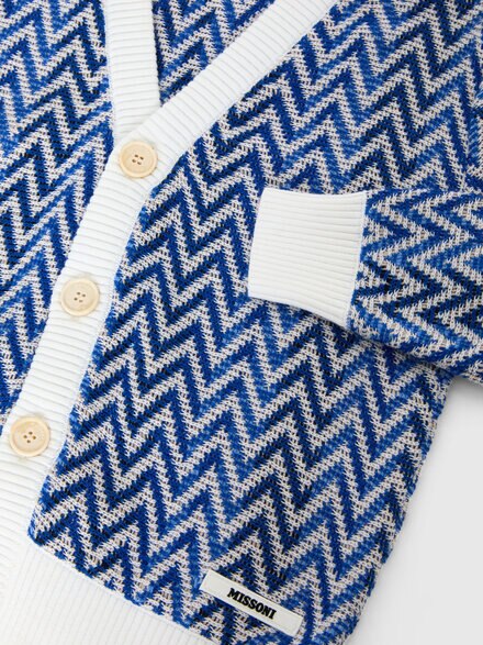 Chevron knit cardigan, Blue - KS25SM00BV00HNS72MA