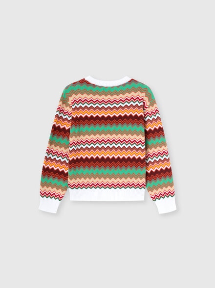 Chevron knit crew neck sweater, Multicoloured  - KS25SN00BV00HNSM923