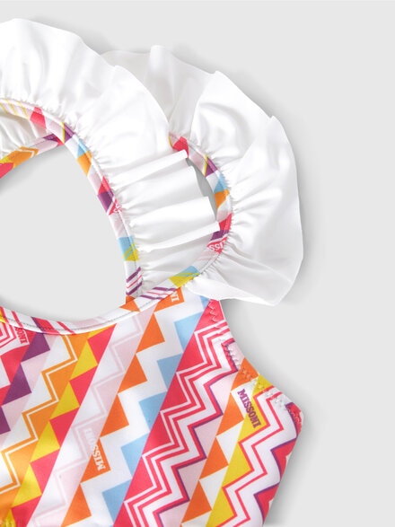 Bikini con top stampa zig zag e rouches, Multicolore  - KS25SP02BV00HMSM9RW