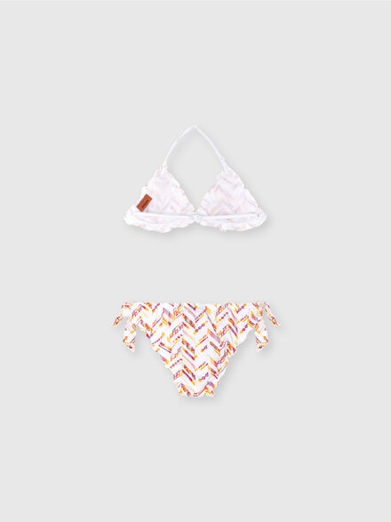Triangle bikini with zigzag embroidery in 100% cotton, White Multicoloured   - KS25SP03BV00HMS019C