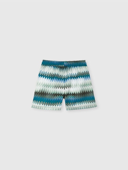 Swimsuit with zigzag print and embroidered logo, Multicoloured  - KS25SP05BV00HNS615B