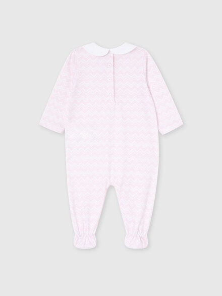 Newborn romper and beanie set in 100% cotton with zigzag pattern, White &  Pink  - KS25SU01BV00HMS019I