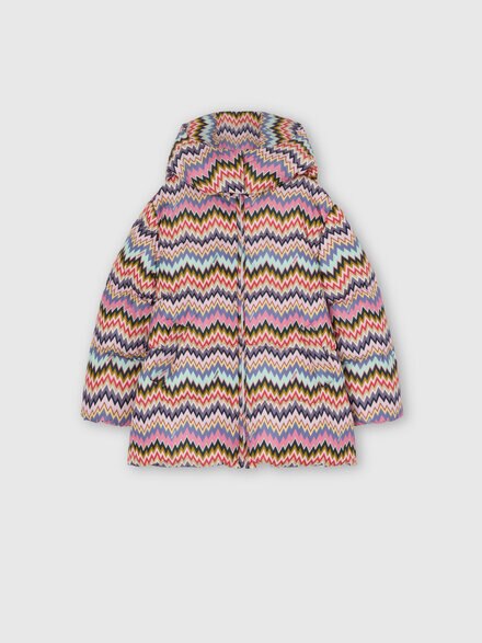 Zigzag-pattern hooded down jacket, Multicoloured  - KS25WF00BV00IFS30FS