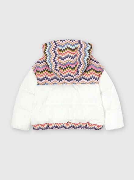 Hooded down jacket with zigzag inserts, Multicoloured  - KS25WF01BV00IFS01H2